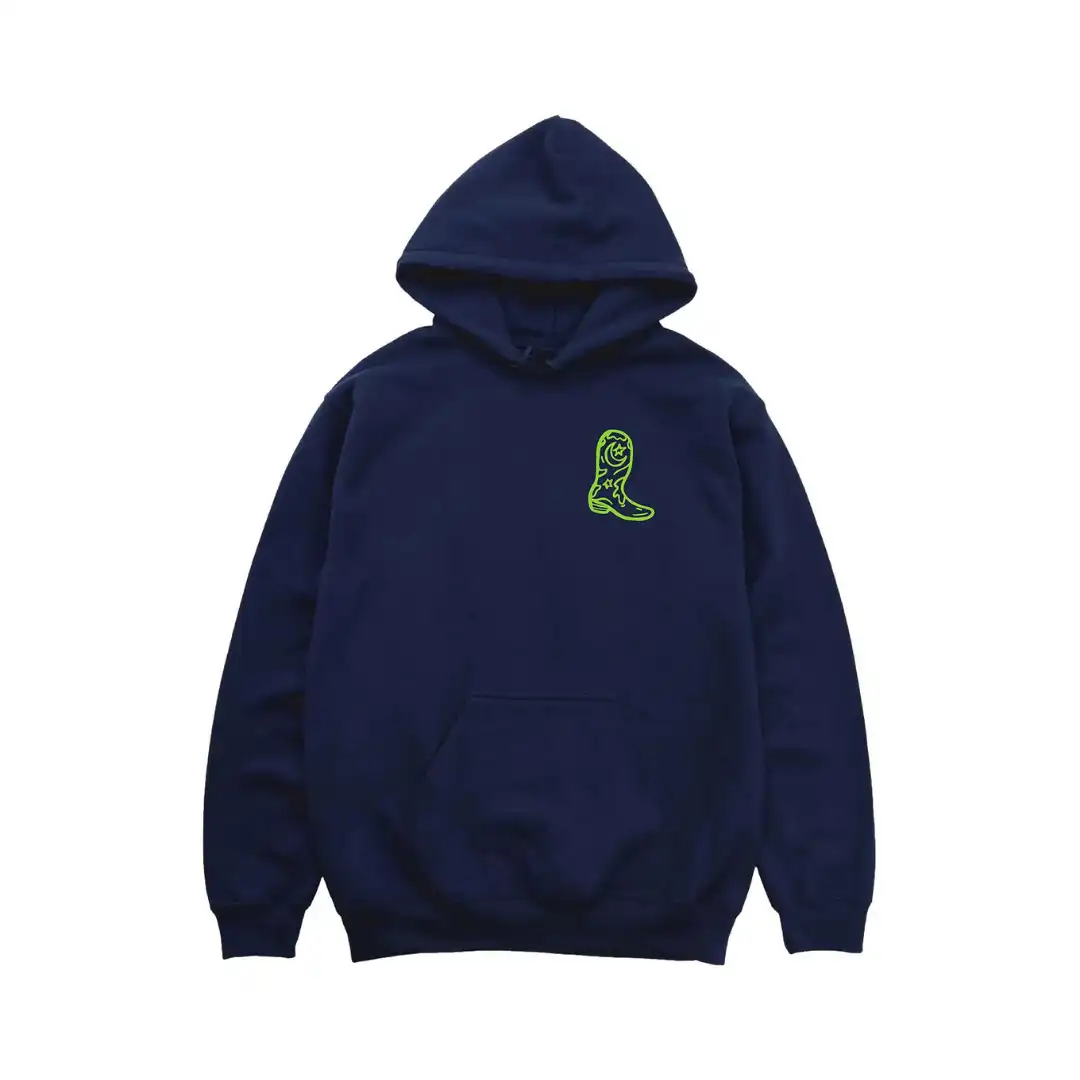 Navy Blue Smiley Boot Graphic Hoodie